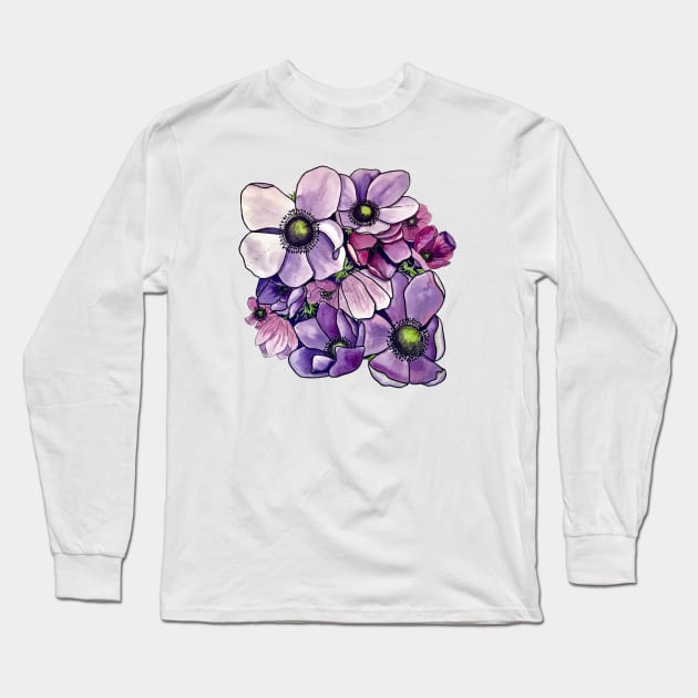 Purple Petals Long Sleeve T-Shirt by Kirsty Topps